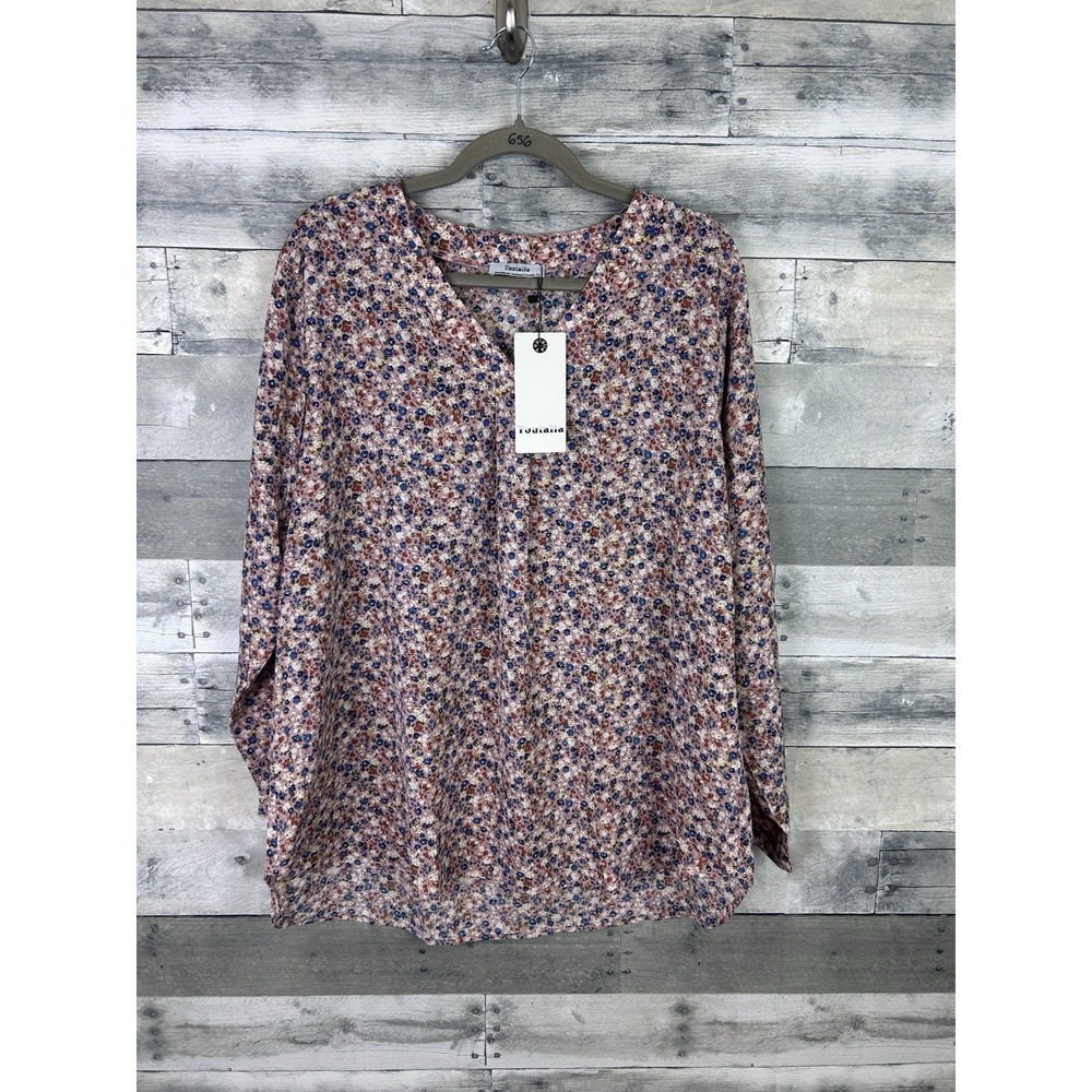 Youtalia Women's XXL Long Sleeve Floral Blouse